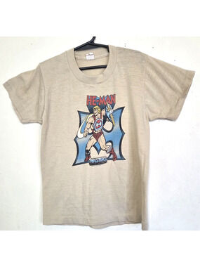 VTG 80s He-man Masters Of The Universe Childs T Shirt Sz 10-12 MOTU 1985 Beige